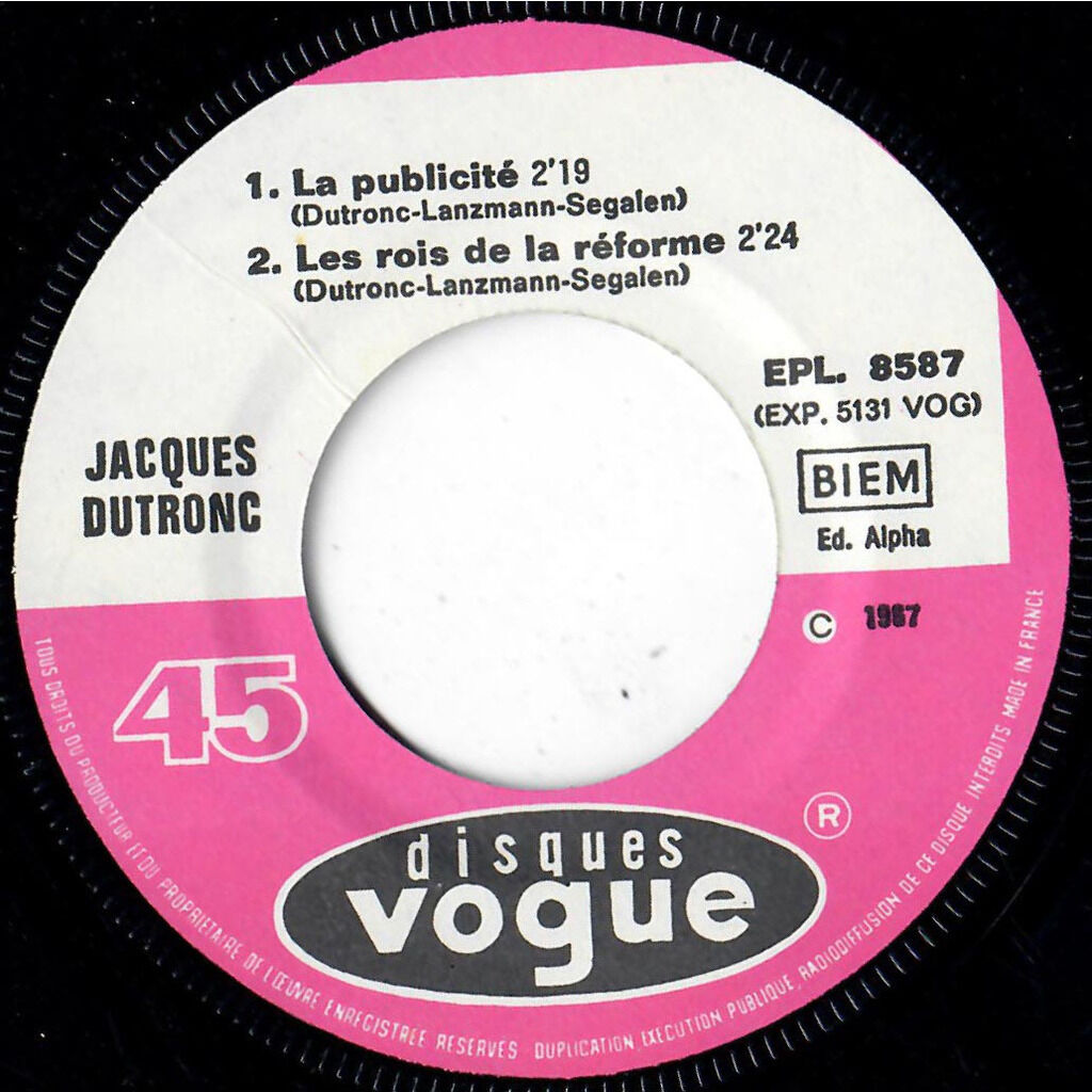  Jacques Dutronc  -  la publicité 
