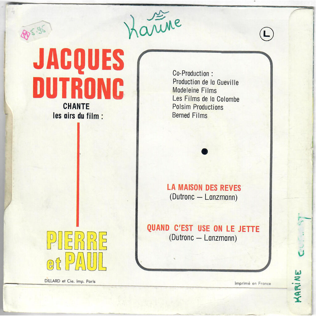  Jacques Dutronc  -  chante les airs du film 'pierre et paul' 