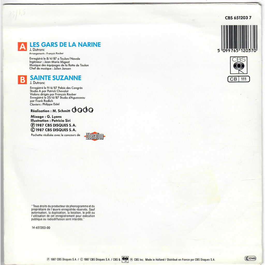  Jacques Dutronc  -  les gars de la narine 