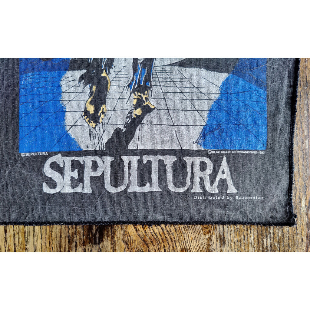  sepultura  -  escape to the void back patch 1990 razamataz blue grape merchandising vintage 