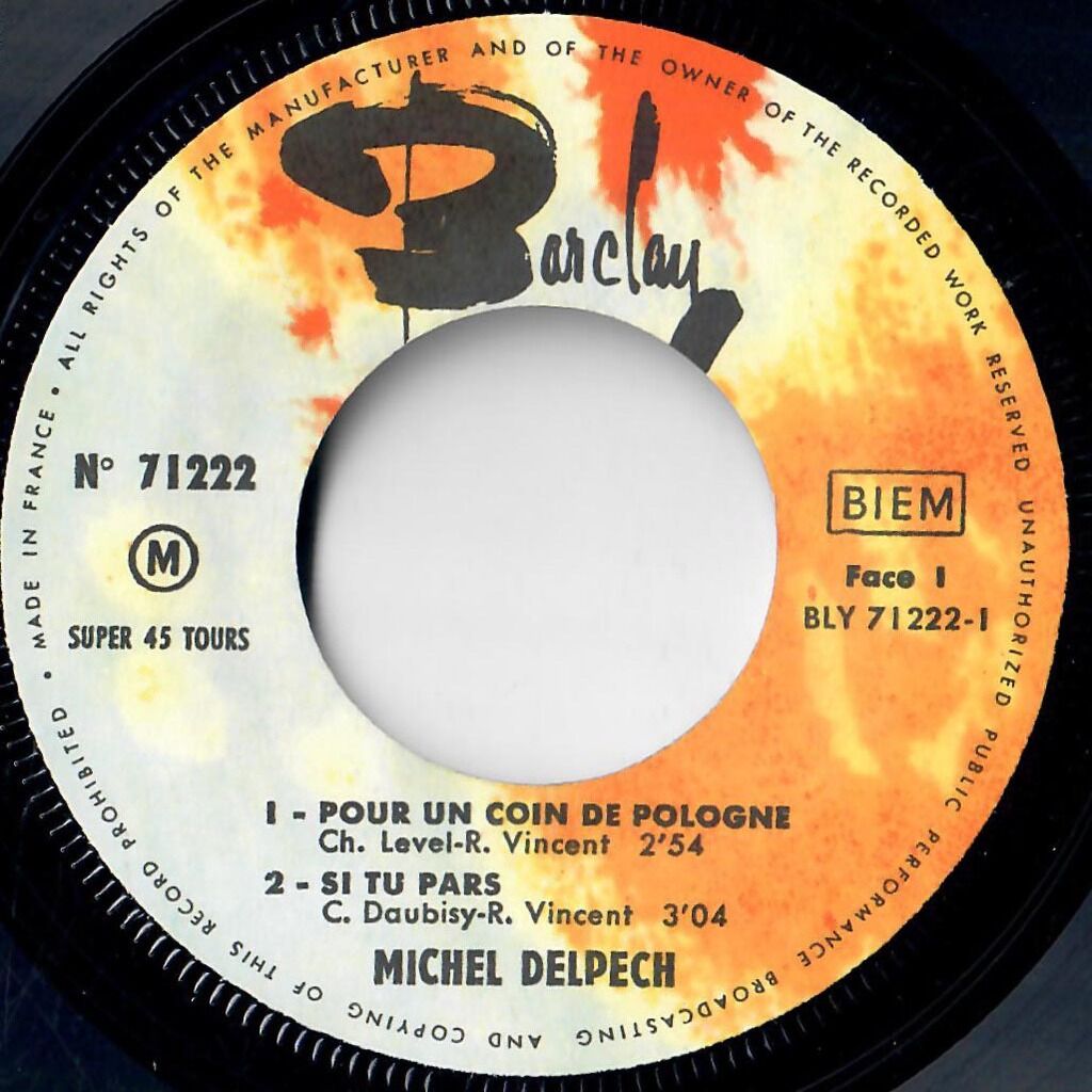  Michel Delpech  -  pour un coin de pologne 