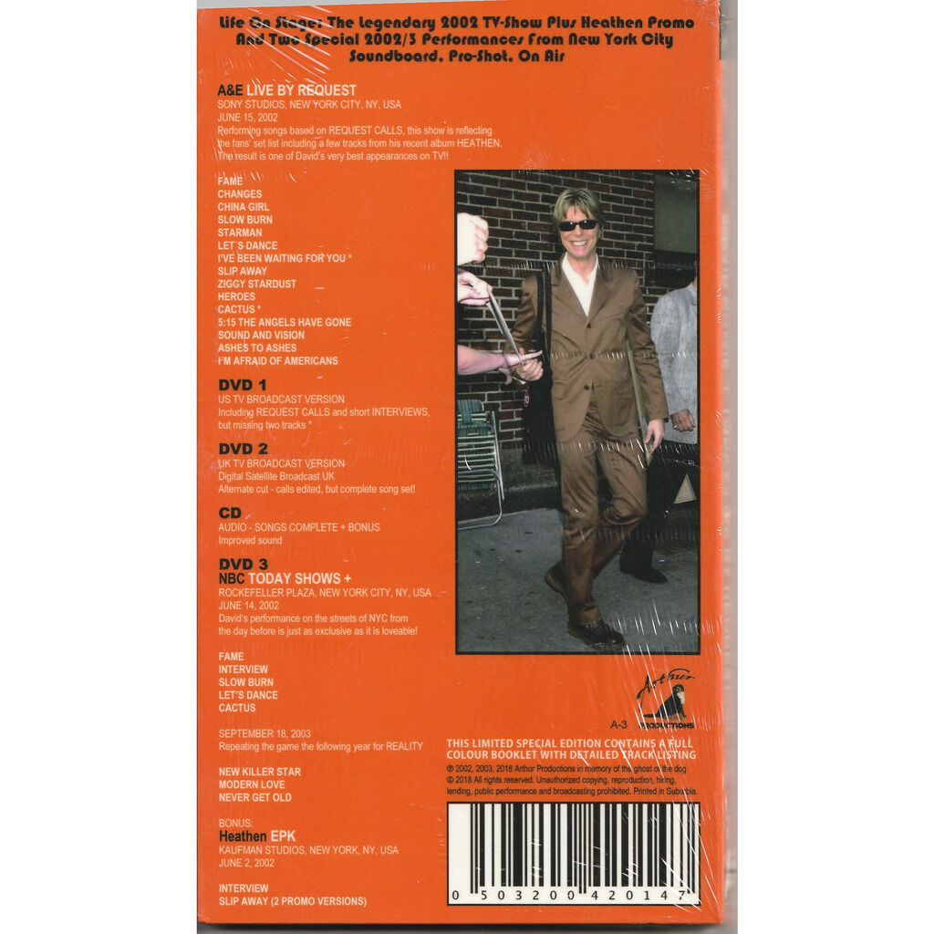  david bowie  -  today live by request 3 dvds 1 cd 