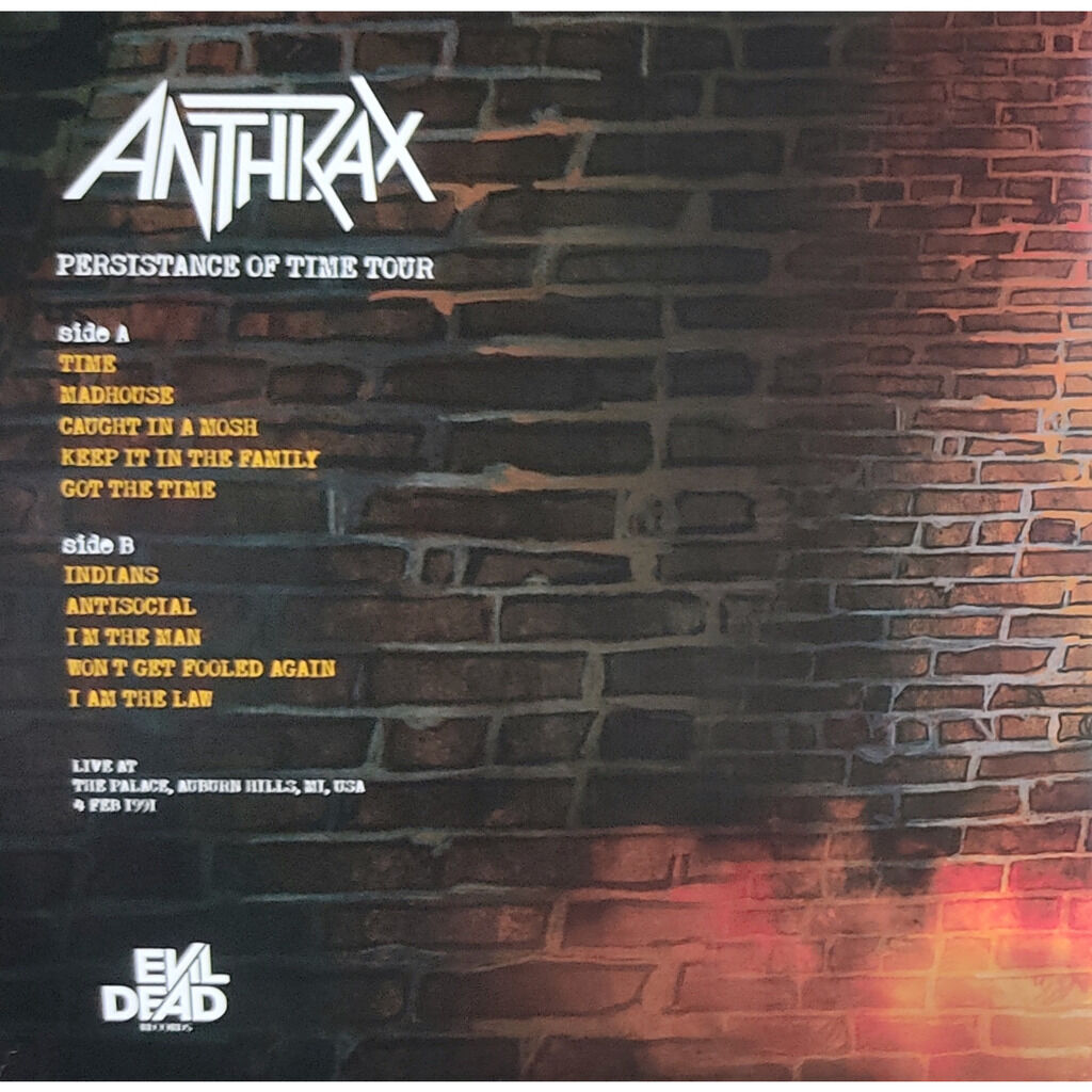  Anthrax  -  persistance of time tour - yellow blood swirl vinyl 