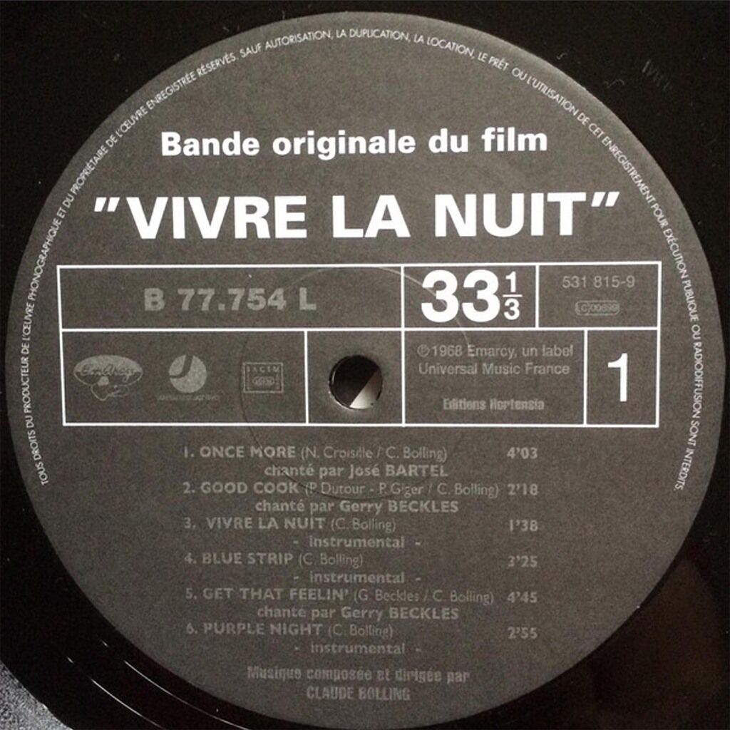  Claude Bolling  -  vivre la nuit (bande originale du film) 