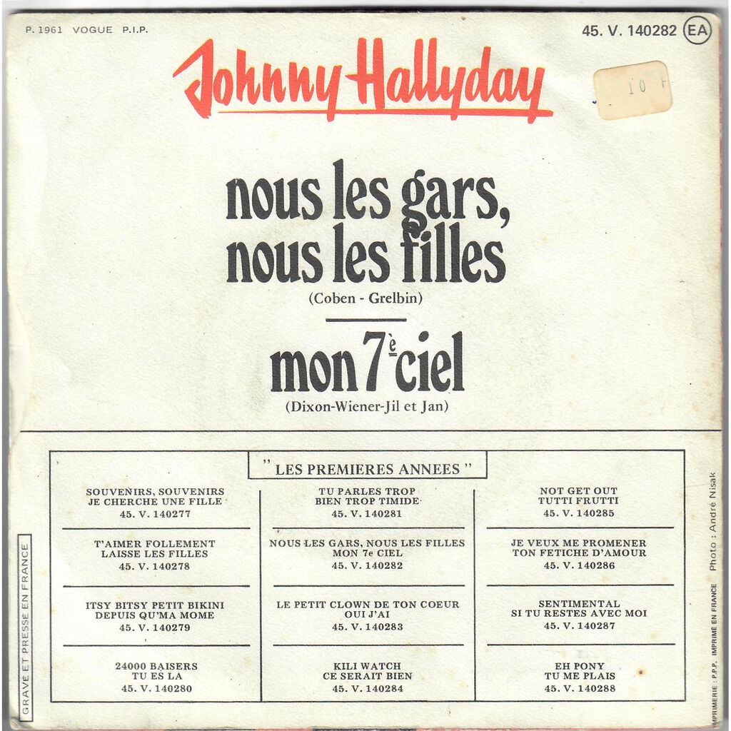  Johnny Hallyday  -  nous les gars nous les filles / mon 7ème ciel 