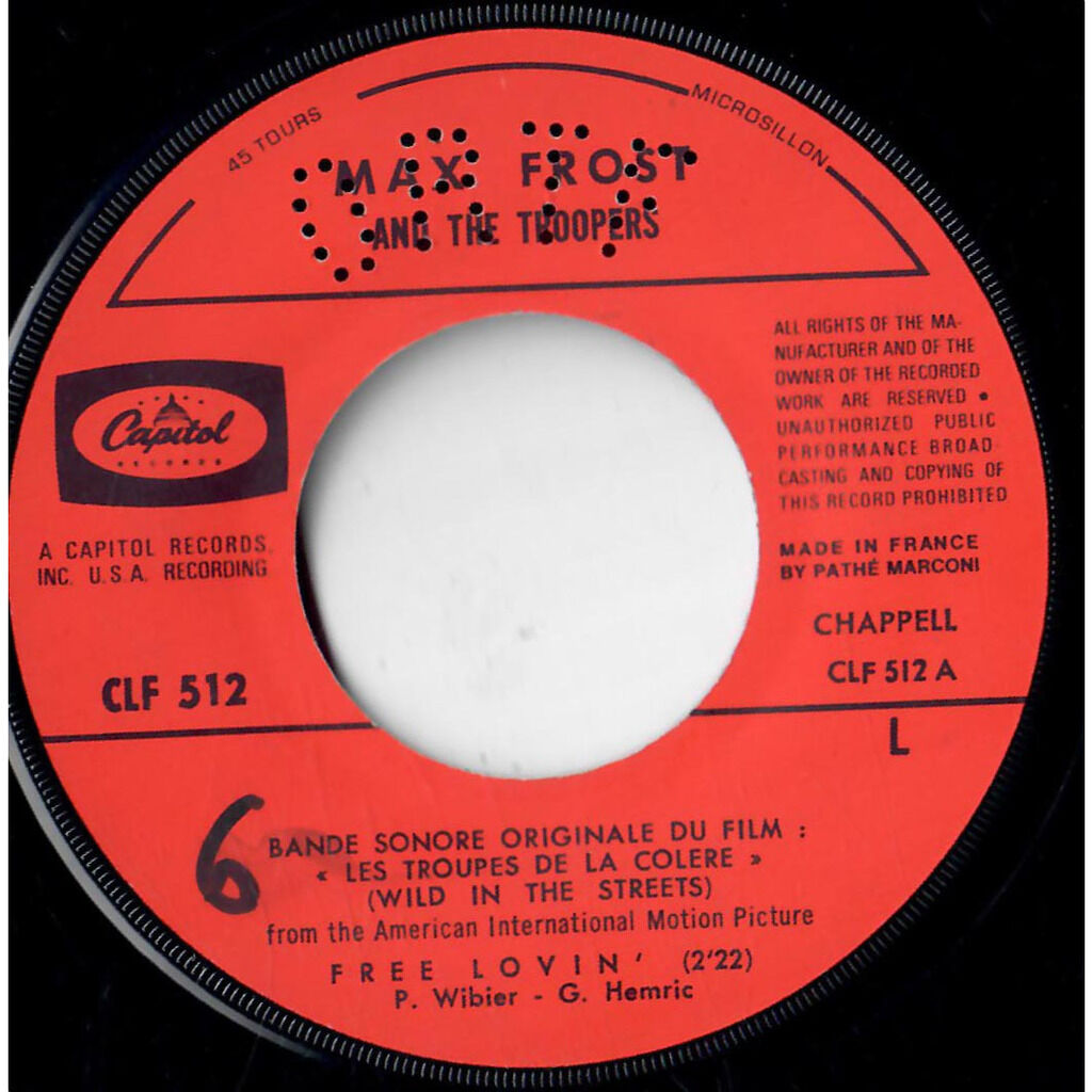  Max Frost & The Troopers  -  bande sonore originale du film les troupes de la colère (wild in the streets) 