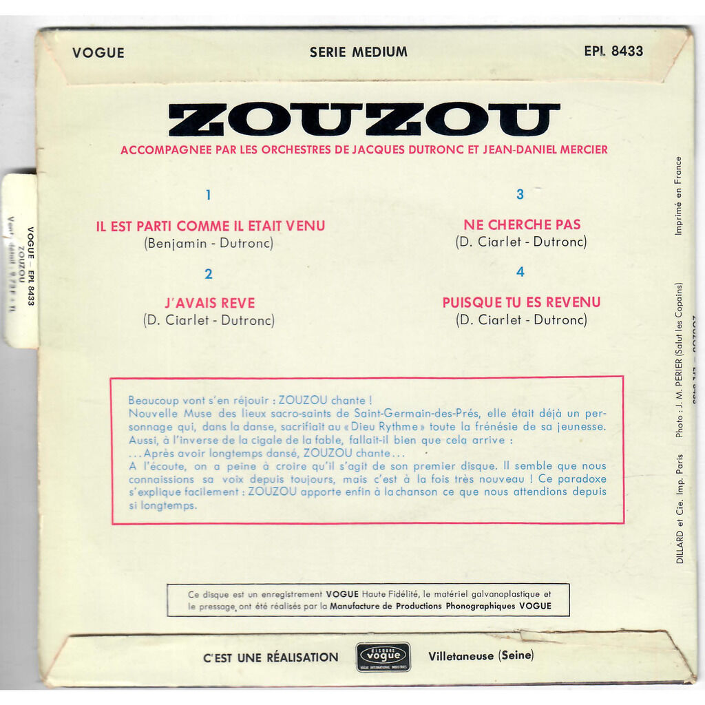  Zouzou  -  il est parti comme il etait venu 