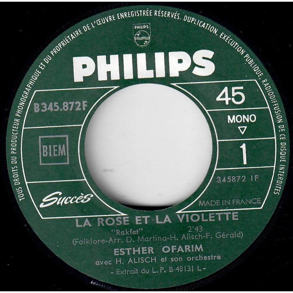  Esther Ofarim  -  la rose et la violette / rien que pour moi 