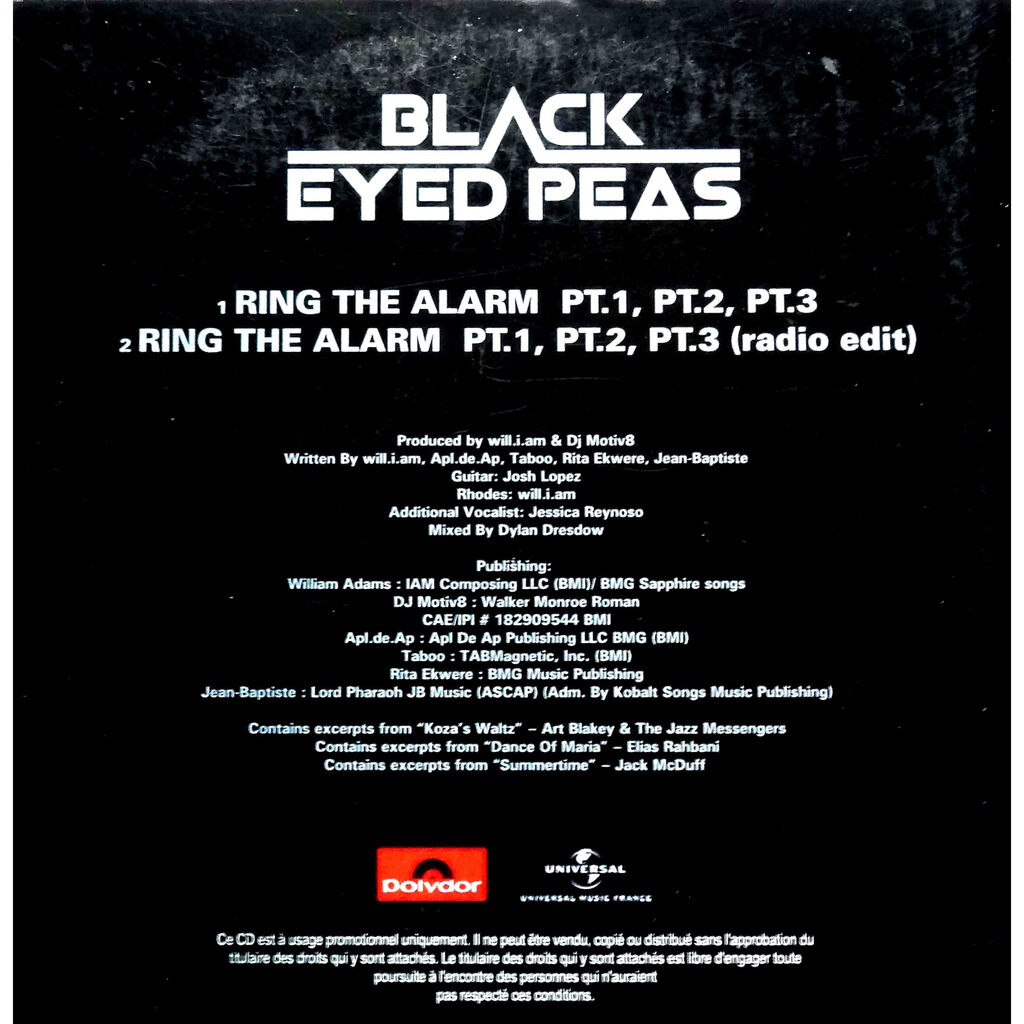  BLACK EYED PEAS  -  ring the alarm pt.1 pt.2 pt.3 