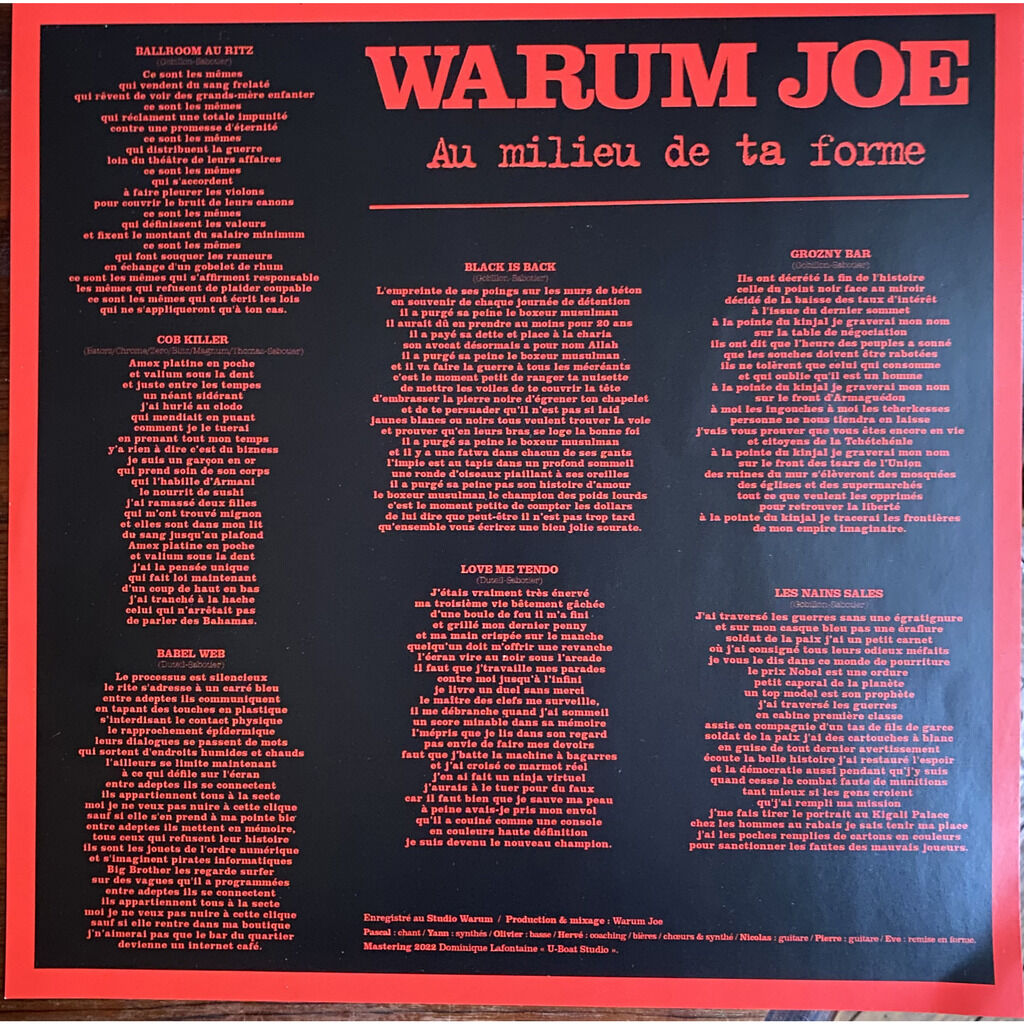  Warum Joe  -  au milieu de ta forme 