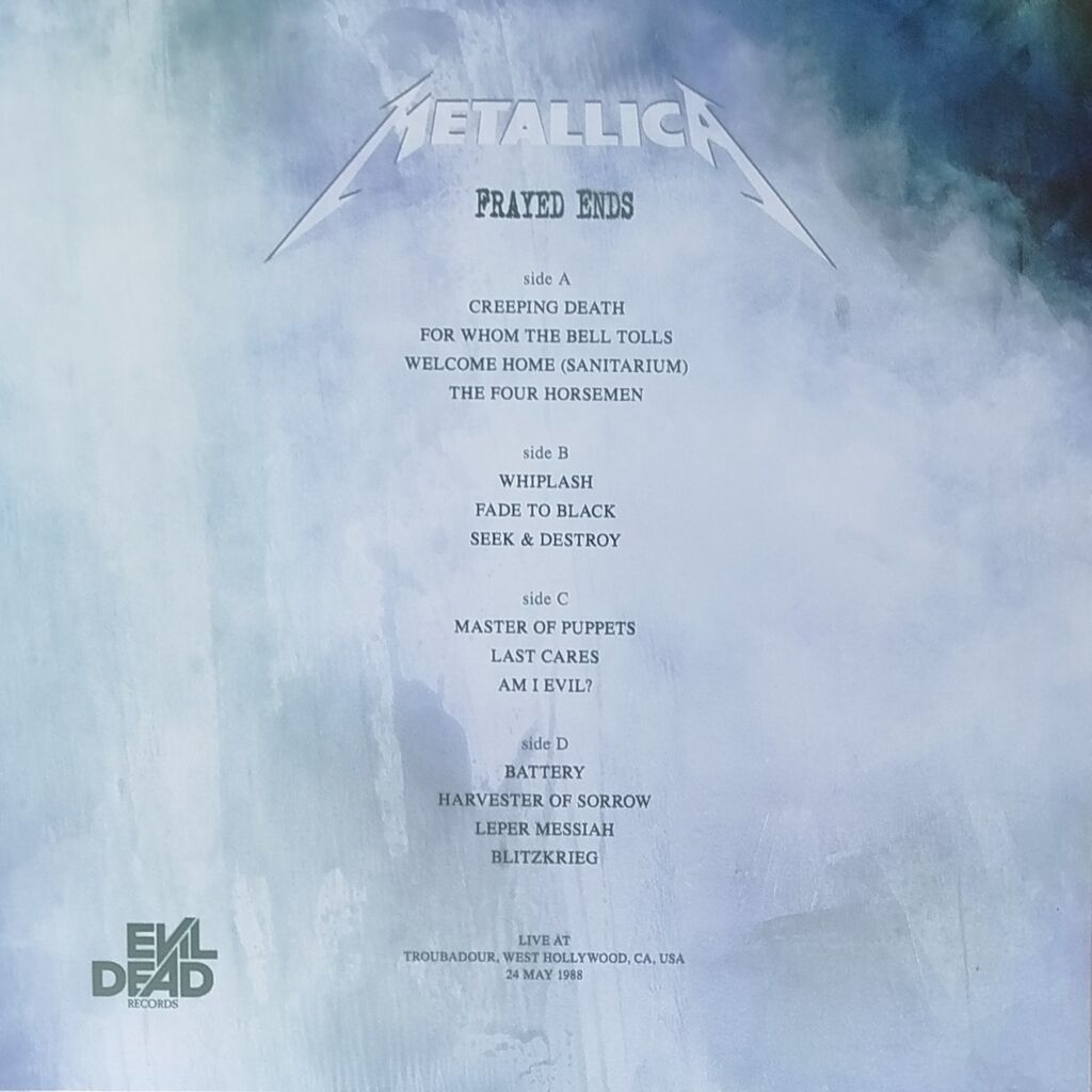  Metallica  -  frayed ends -black/turquoise split on grey vinyl 