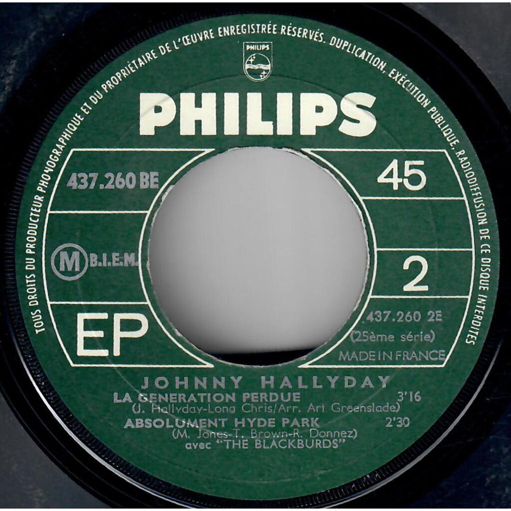  Johnny Hallyday  -  noir c'est noir / la generation perdue 