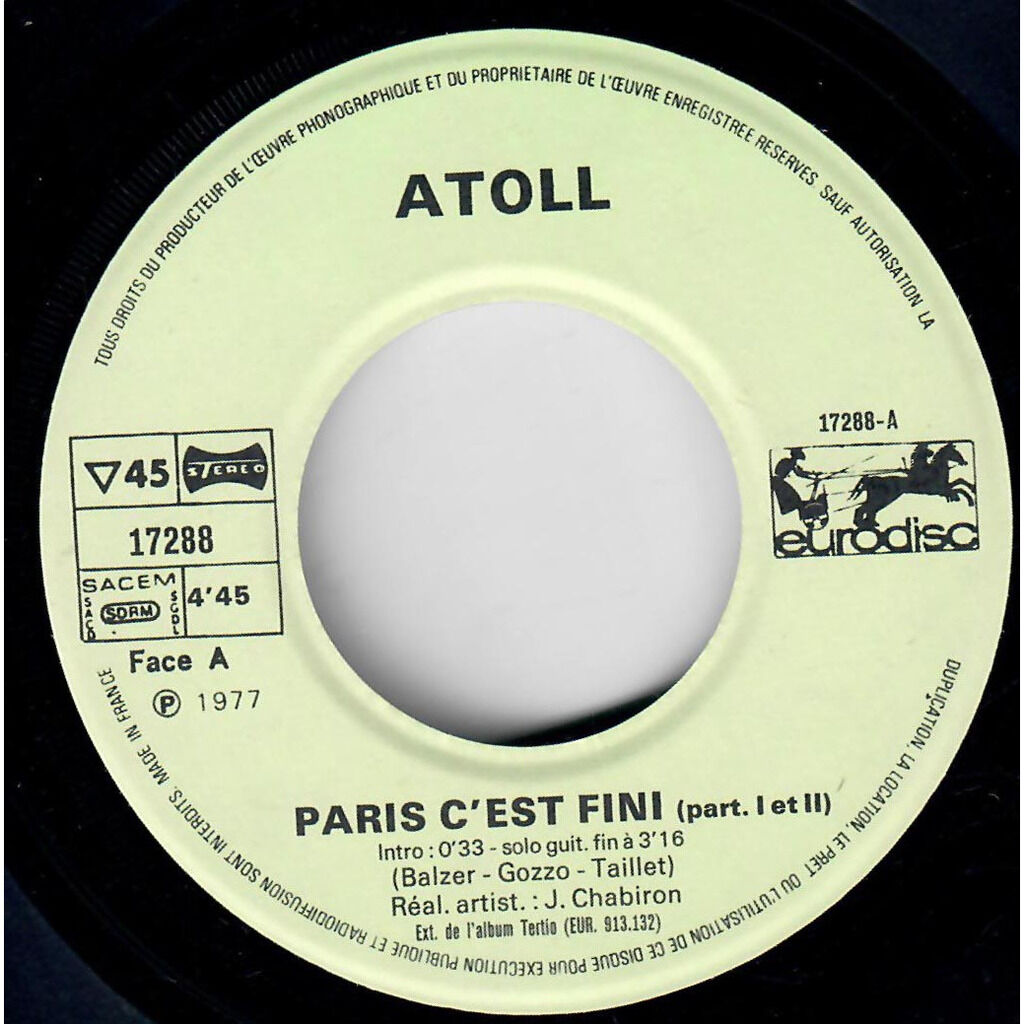  Atoll  -  paris c'est fini 