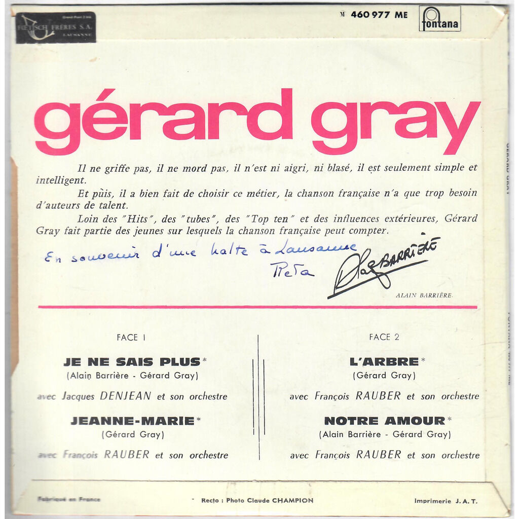  Gérard Gray  -  je ne sais plus 
