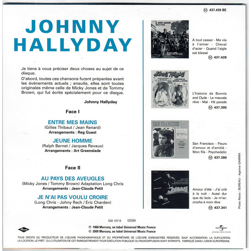  Johnny Hallyday  -  entre mes mains 