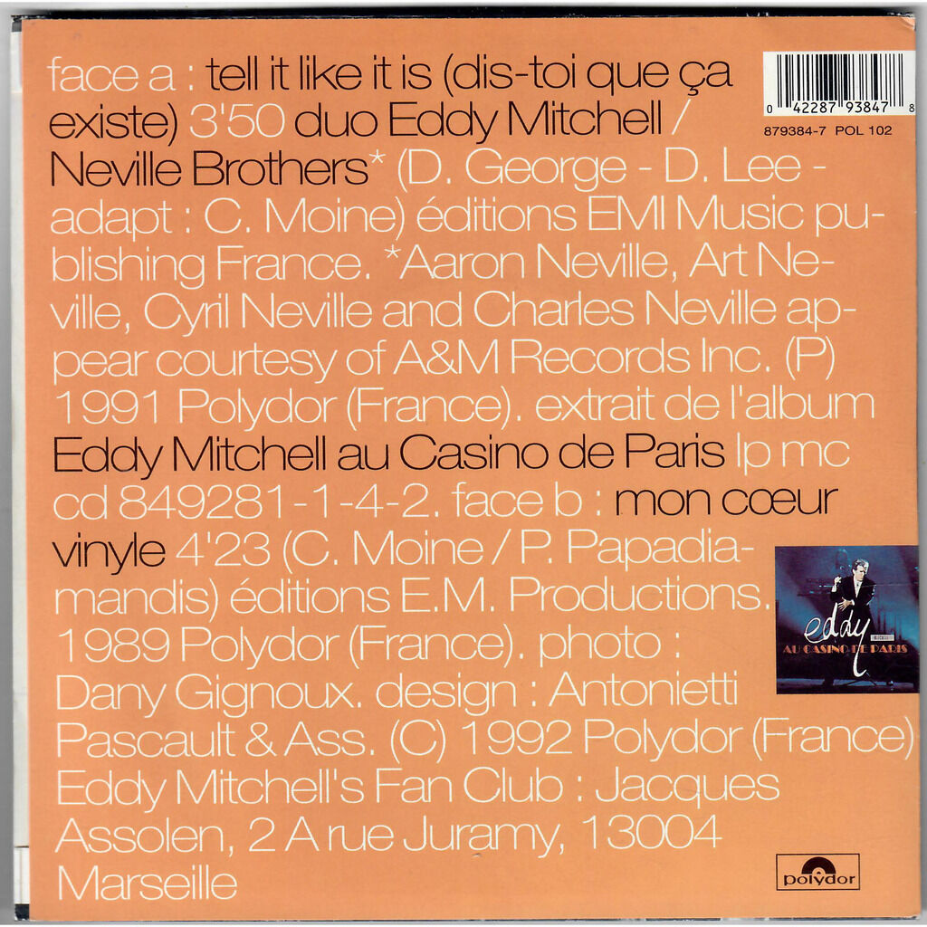  Eddy Mitchell / The Neville Brothers  -  tell it like it is (dis-toi que ça existe) 