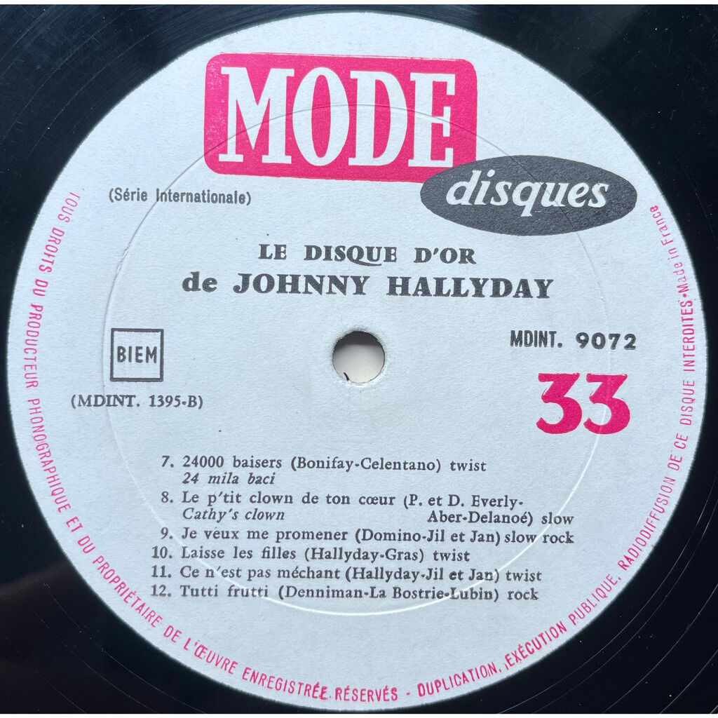  Johnny Hallyday  -  le disque d'or 