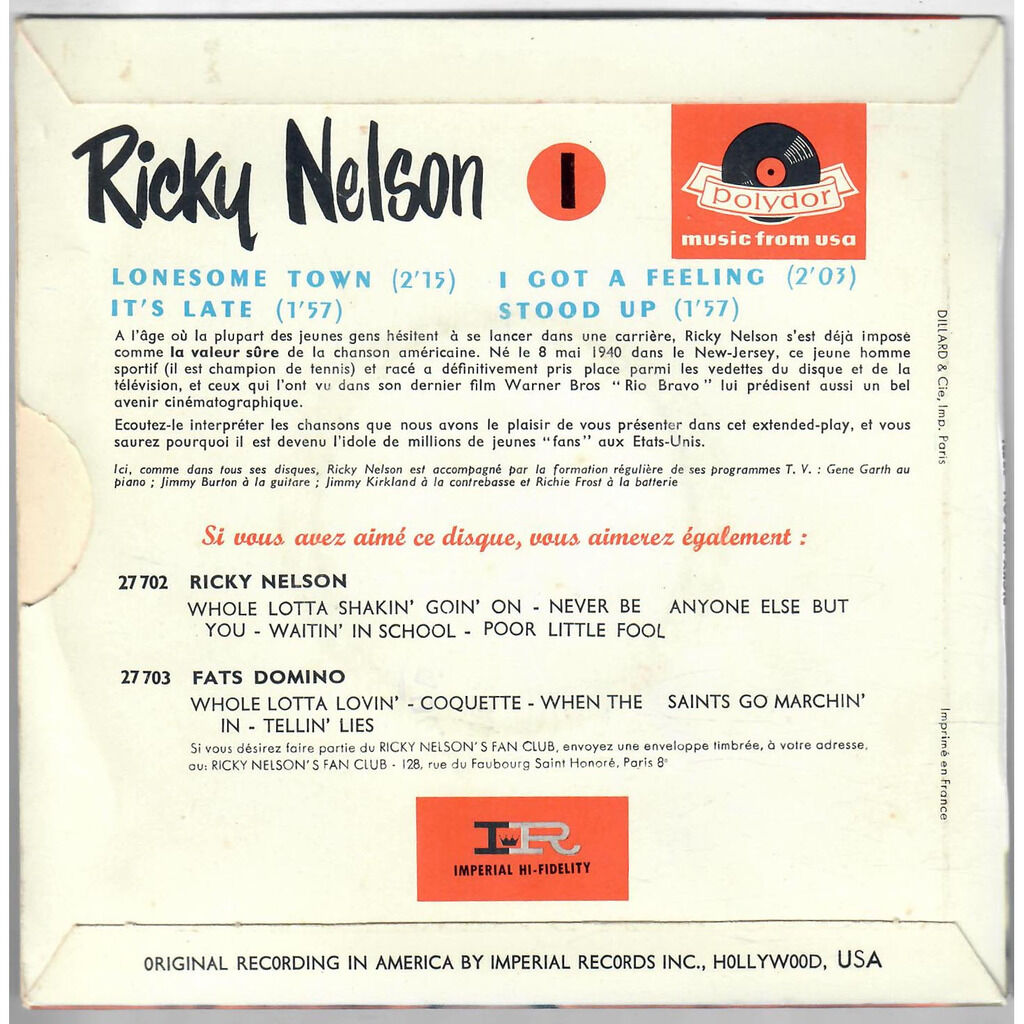  Ricky Nelson (2)  -  1 - lonesome town 