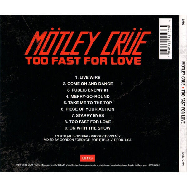  Mötley Crüe  -  too fast for love 