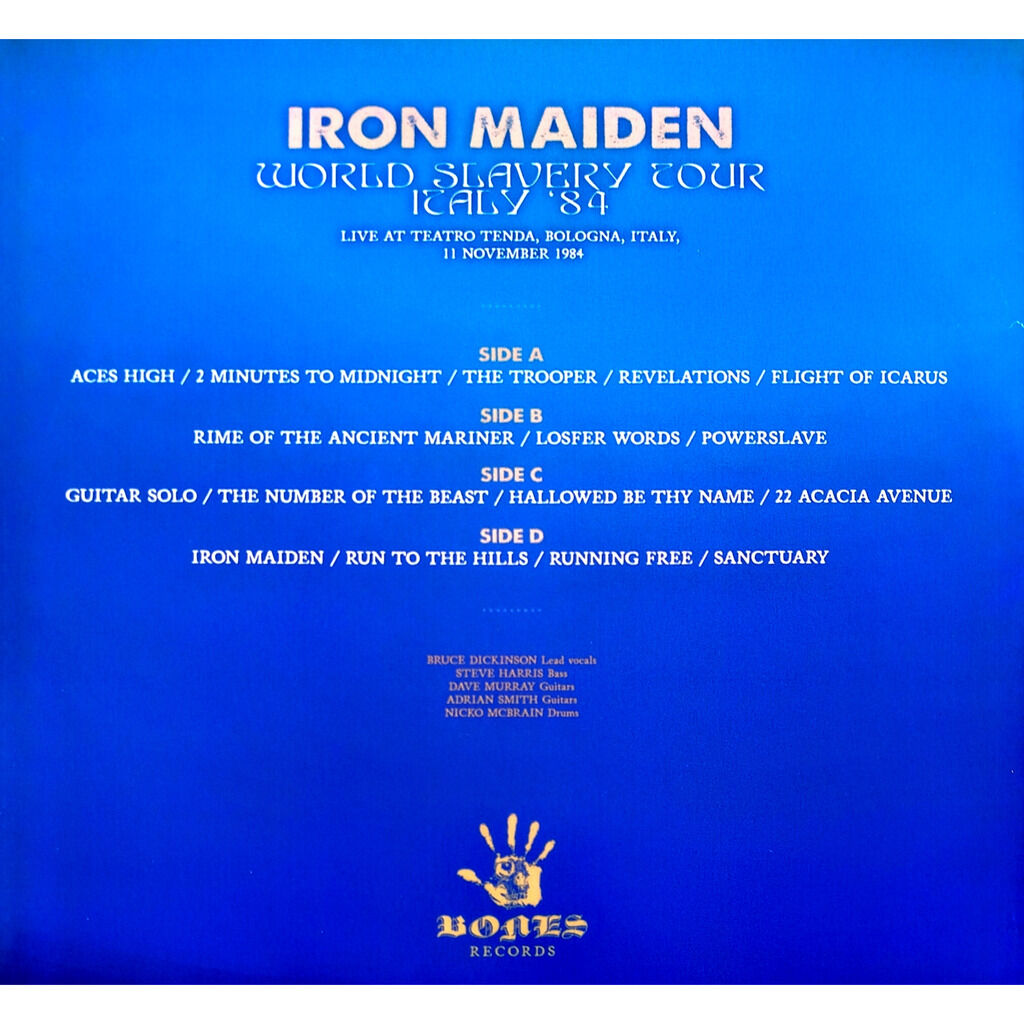  Iron Maiden  -  world slavery tour italy '84 -turquoise vinyl 