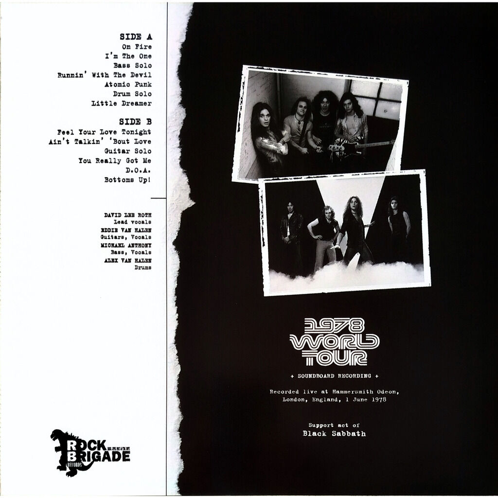  Van Halen  -  1978 world tour -white vinyl 