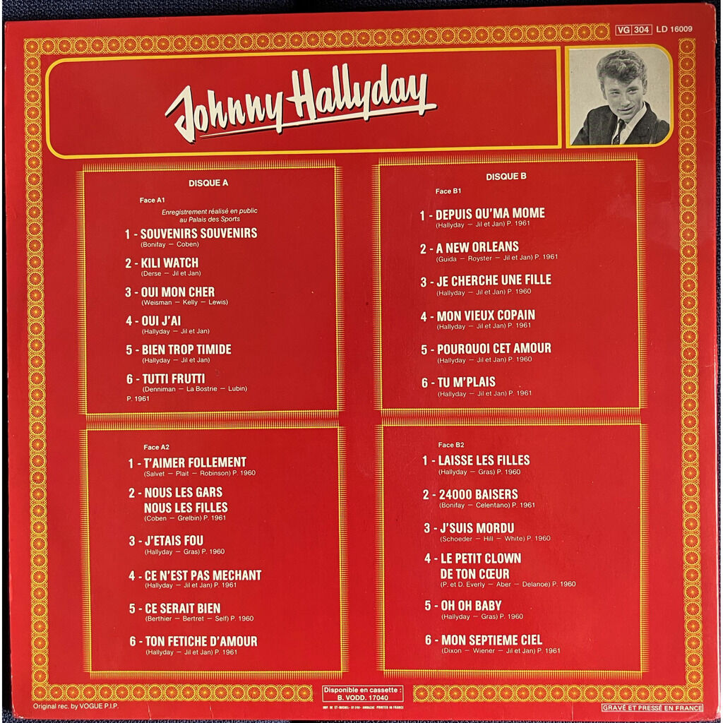  Johnny Hallyday  -  le double disque d'or de johnny hallyday 