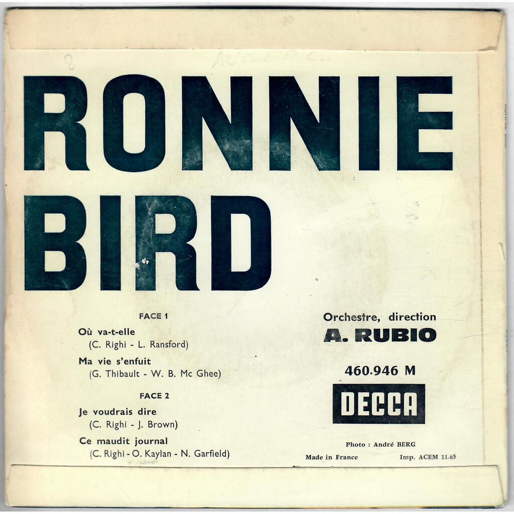  Ronnie Bird  -  où va-t-elle 
