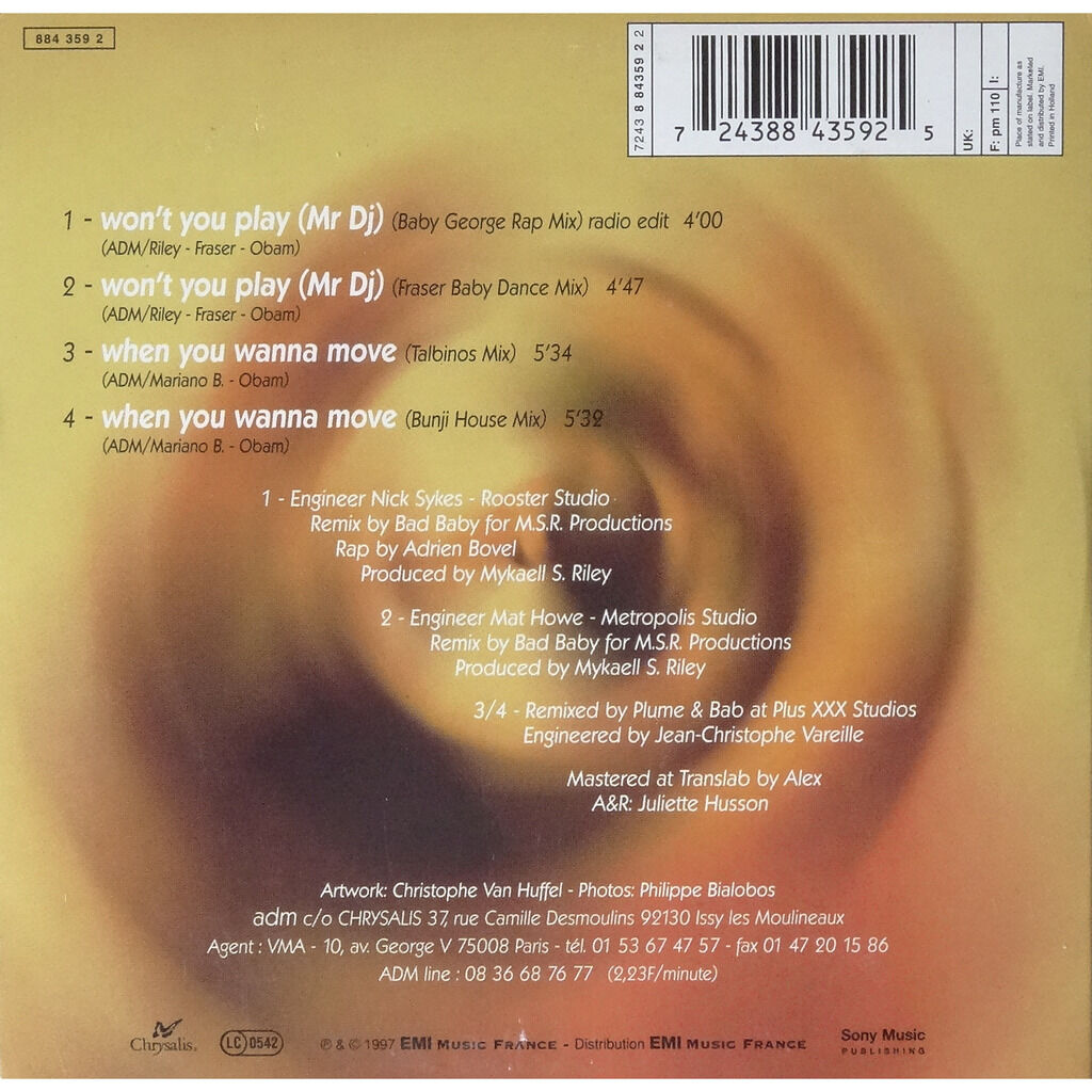  ADM  -  remixes : won't you play (mr dj) - when you wanna move 