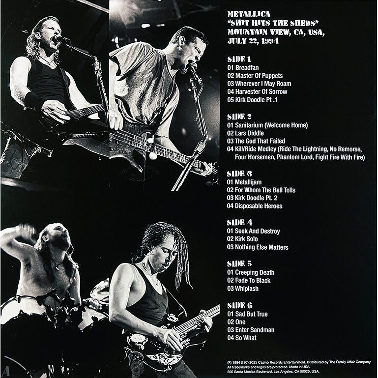  Metallica  -  shit hits the sheds -crystal vinyl 