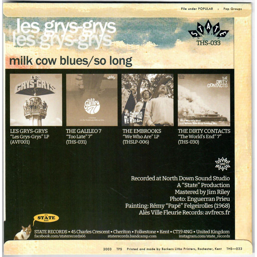  Les Grys-Grys  -  milk cow blues / so long 