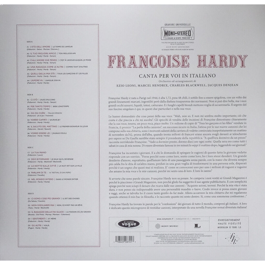  FRANÇOISE HARDY  -  canta per voi in italiano 