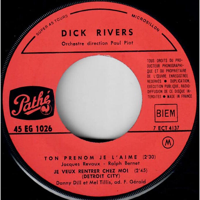  Dick Rivers  -  l'histoire d'un homme / ton prénom je l'aime / tu ne voleras pas / je veux rentrer chez moi 