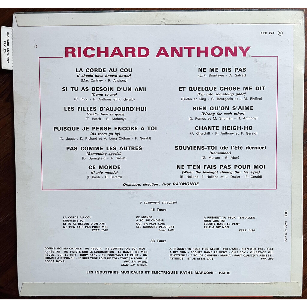  Richard Anthony (2)  -  la corde au cou 