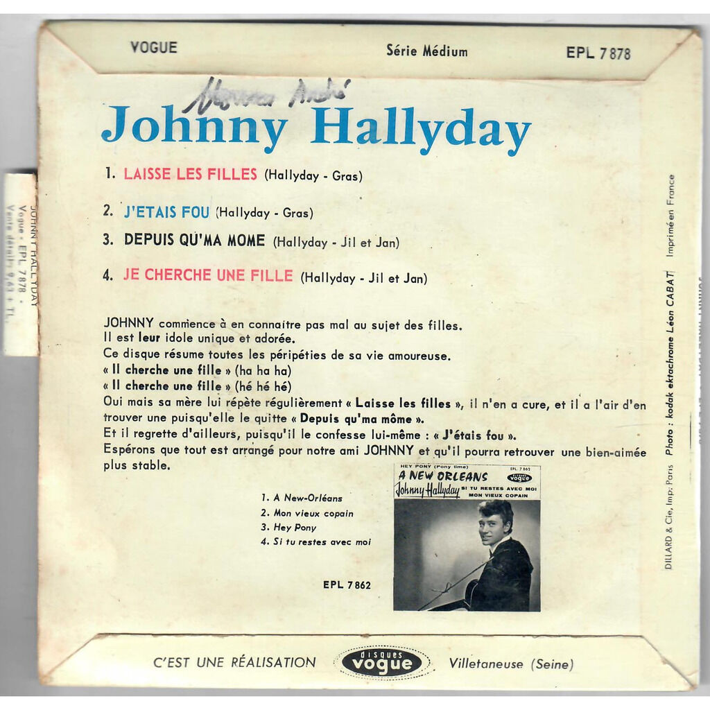  Johnny Hallyday  -  chante les filles 