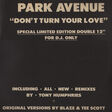 PARK AVENUE - DON'T TURN YOUR LOVE - Don't Turn Your Love - LP x 4