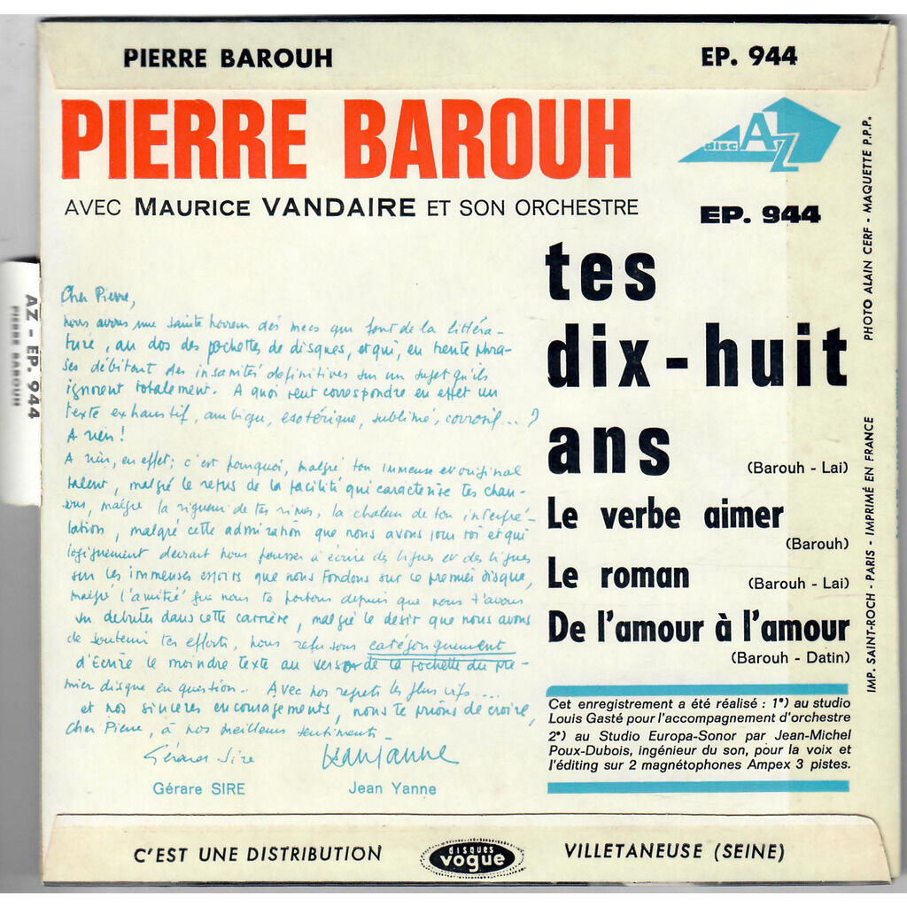  Pierre Barouh  -  tes dix huit ans 