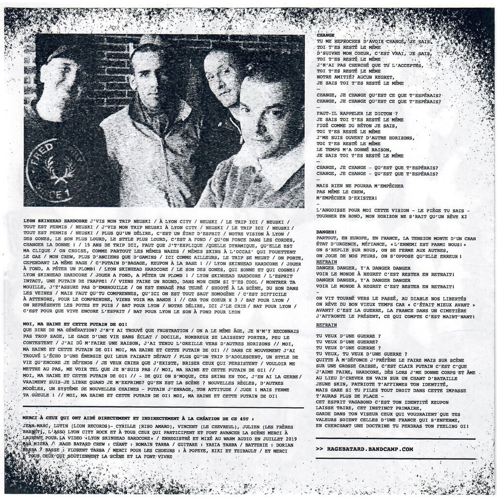 Rage Batard  -  lyon skinhead hardcore 