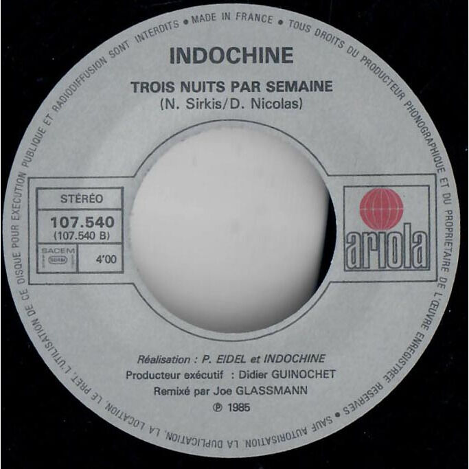  Indochine  -  3e sexe / 3 nuits par semaine 
