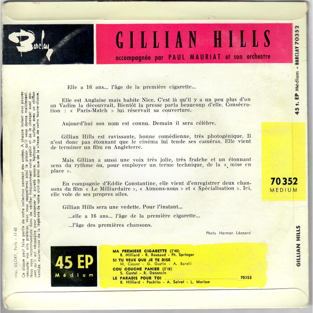  Gillian Hills  -  ma première cigarette 