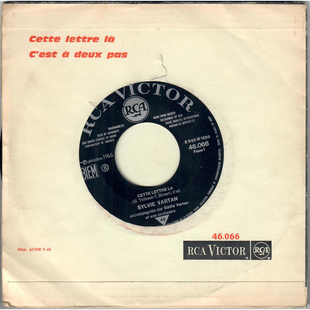  Sylvie Vartan  -  cette lettre là / c'est à deux pas 