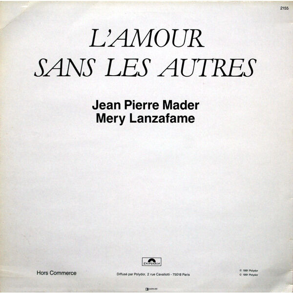  JEAN-PIERRE MADER & MERY LANZAFAME  -  l'amour sans les autres 