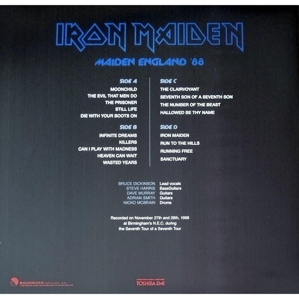  Iron Maiden  -  maiden england '88 -blue vinyls 