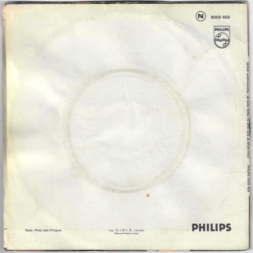  Serge Gainsbourg  -  je suis venu te dire que je m'en vais 