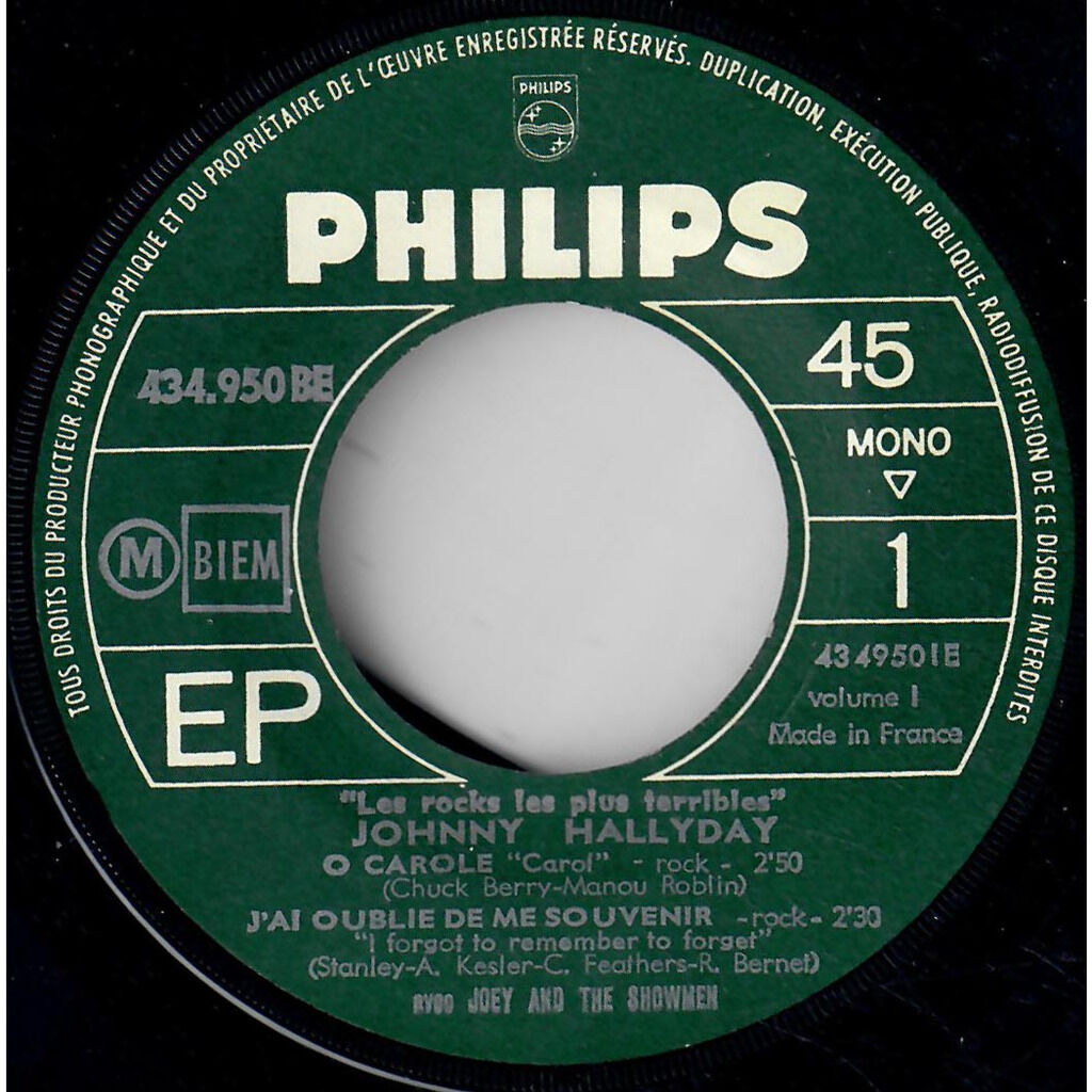  Johnny Hallyday Avec Joey And The Showmen  -  les rocks les plus terribles vol.1 