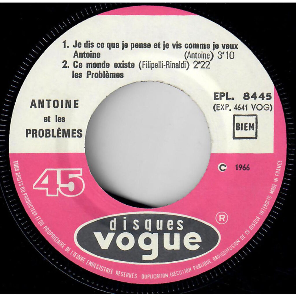  Antoine (2) Et Les Problèmes  -  je dis ce que je pense et je vis comme je veux 