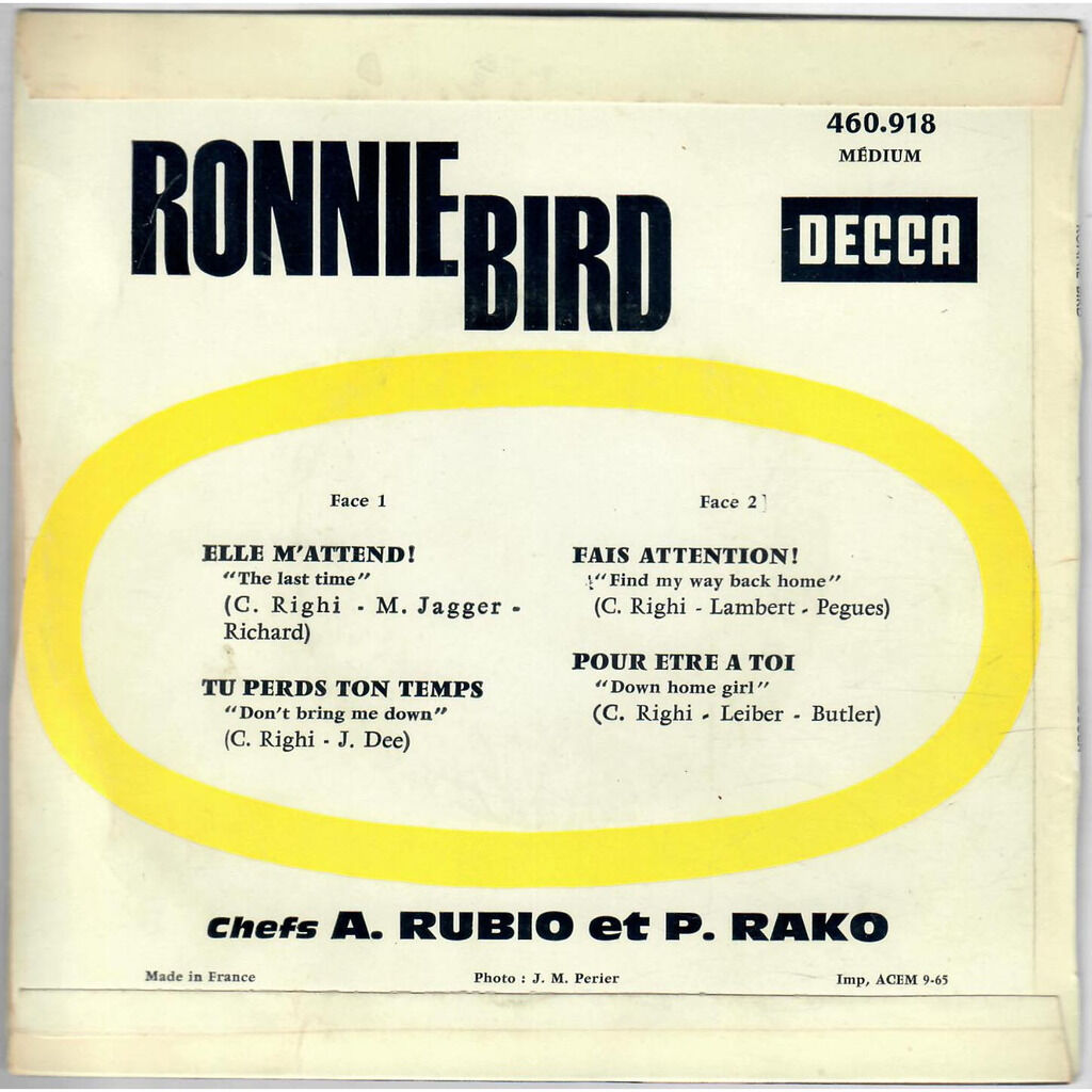  Ronnie Bird  -  elle m'attend ! 