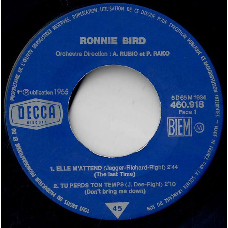  Ronnie Bird  -  elle m'attend ! 