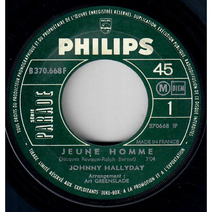  Johnny Hallyday  -  jeune homme / entre mes mains 