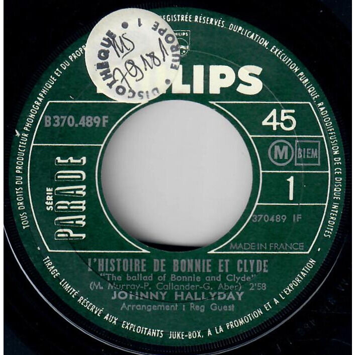  Johnny Hallyday  -  l'histoire de bonnie et clyde 