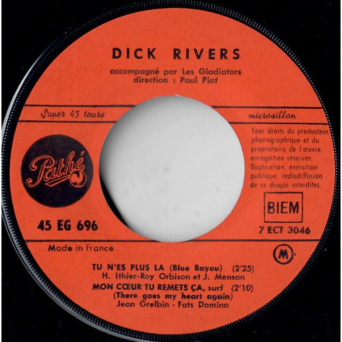  Dick Rivers  -  tu n'es plus là (blue bayou) 